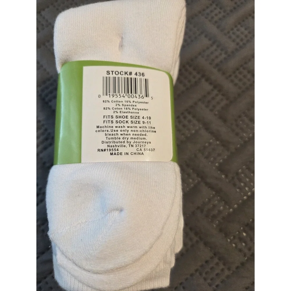 Journeys Socks Fit Shoe Size 4 - 10‎ White Youth 5 Pair